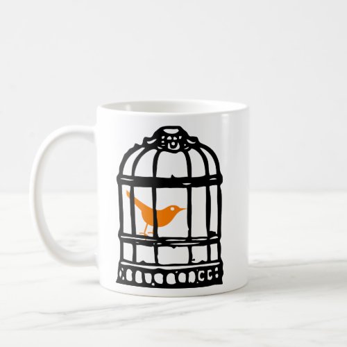 Customizable Orange Bird in Cage Bird Cage  Coffee Mug