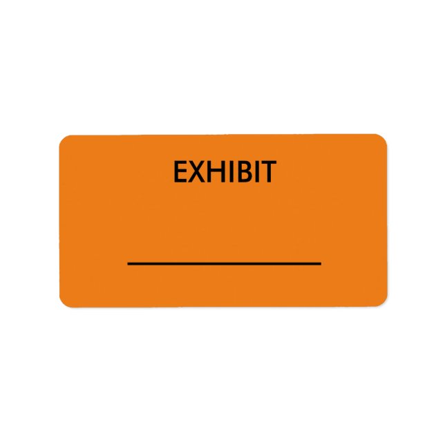 Customizable orange court reporter exhibit sticker (Front)