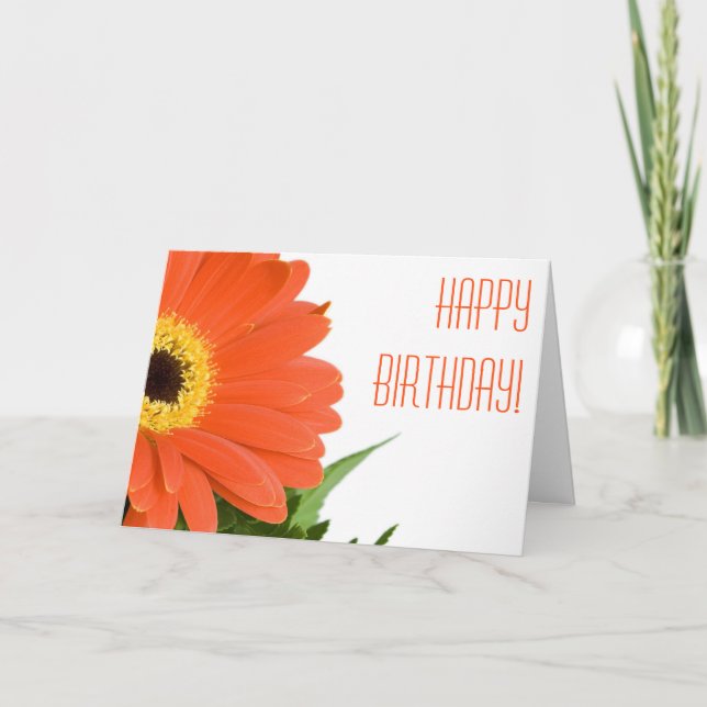 Customizable Orange Daisy Birthday Card (Front)