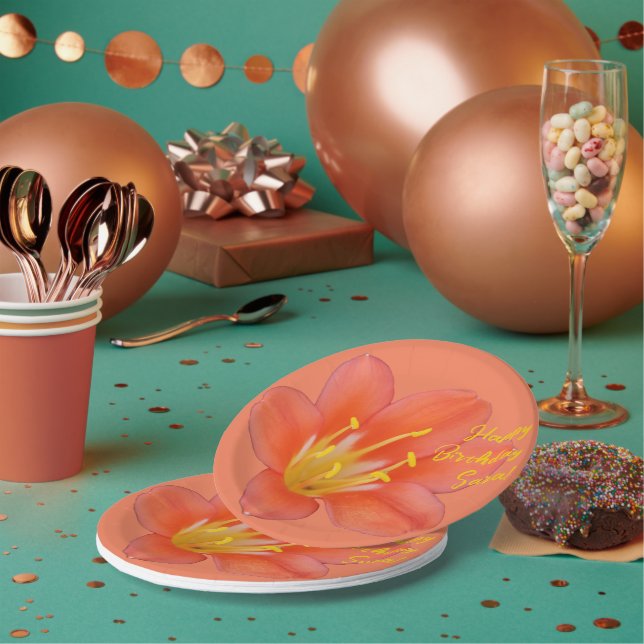 Customizable Orange Flower Photo | Paper Plates (Multi)