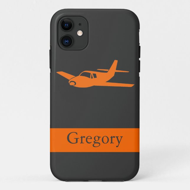 Customizable orange gray airplane iphone 5 case (Back)