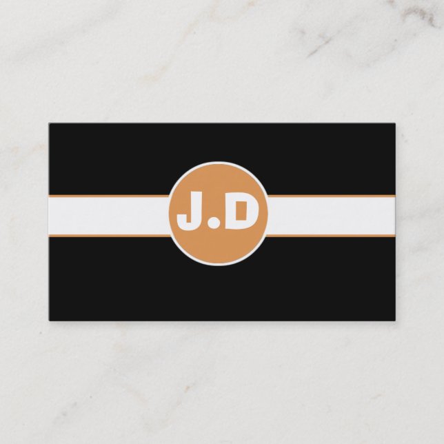 Customizable Orange Monogram Business Cards (Front)