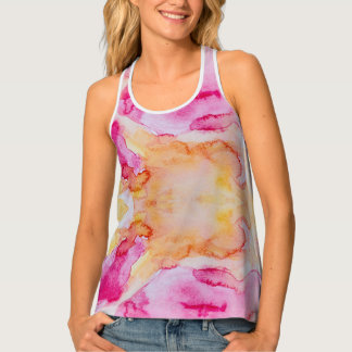 Customizable Orange Pink White Women's Tank Top