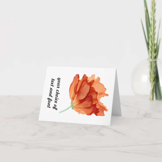 Customizable orange poppy floral card (Front)