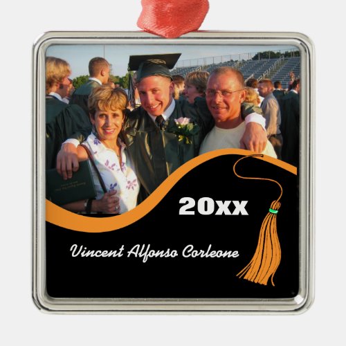Customizable Orange Tassel Graduation Ornament