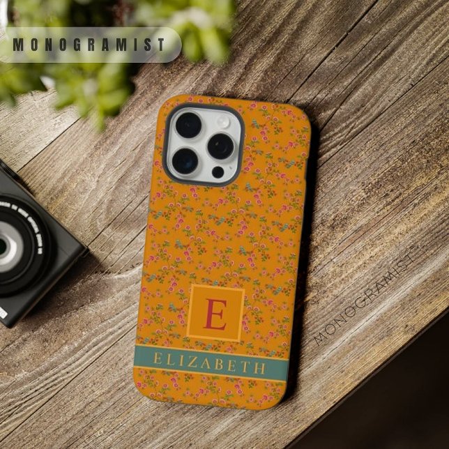 Customizable Orange Yellow Floral Bird Pink Flower iPhone Case (Customizable Orange Yellow Floral Bird Pink Flower iPhone Case)