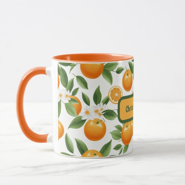 Customizable Oranges and Leaves Mug (Left)