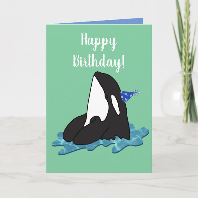 Customizable Orca Killer Whale Birthday  Card (Front)