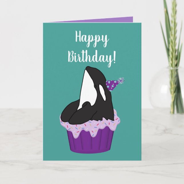 Customizable Orca Killer Whale  Birthday Card (Front)