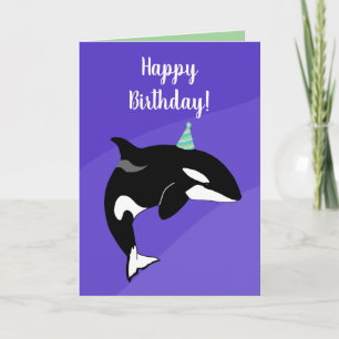 Customizable Orca Killer Whale Birthday Card