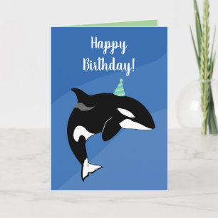 Customizable Orca Killer Whale Birthday Card