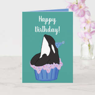 Customizable Orca Killer Whale Birthday Card