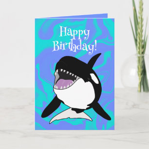 Customizable Orca Killer Whale Birthday Card