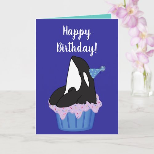 Customizable Orca Killer Whale  Birthday Card