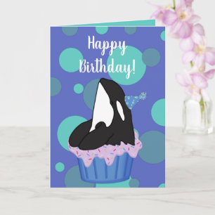Customizable Orca Killer Whale Birthday Card
