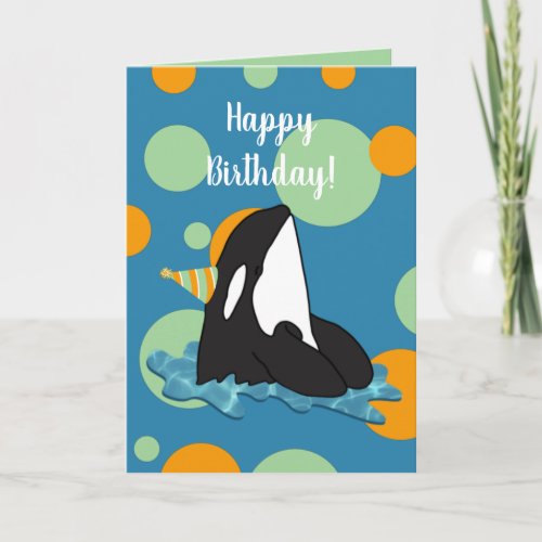 Customizable Orca Killer Whale Birthday Card