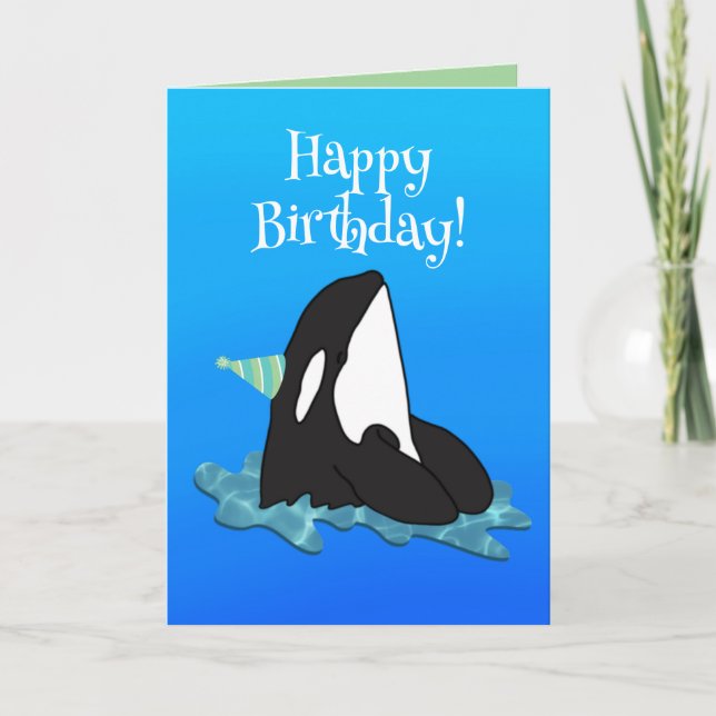 Customizable Orca Killer Whale Birthday  Card (Front)