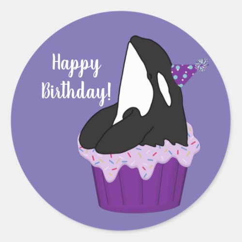 Customizable Orca Killer Whale  Birthday  Classic  Classic Round Sticker
