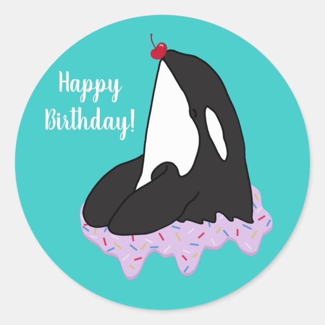 Customizable Orca Killer Whale  Birthday  Classic  Classic Round Sticker (Front)