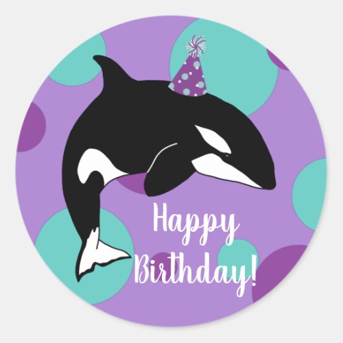 Customizable Orca Killer Whale  Birthday Classic Round Sticker