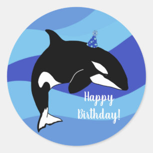 Customizable Orca Killer Whale  Birthday  Classic Round Sticker