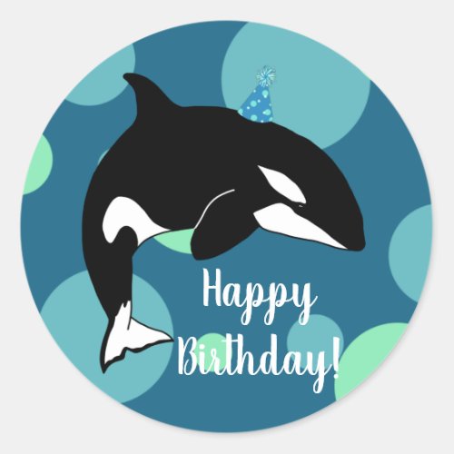 Customizable Orca Killer Whale  Birthday Classic Round Sticker