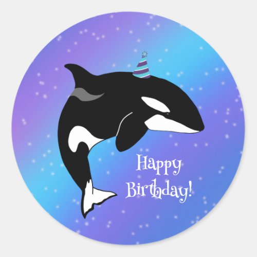 Customizable Orca Killer Whale Birthday Classic Round Sticker