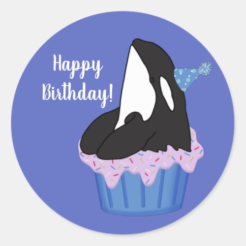Customizable Orca Killer Whale  Birthday  Classic Round Sticker