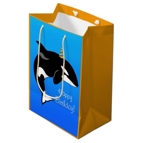 Customizable Orca Killer Whale Birthday Medium Gift Bag