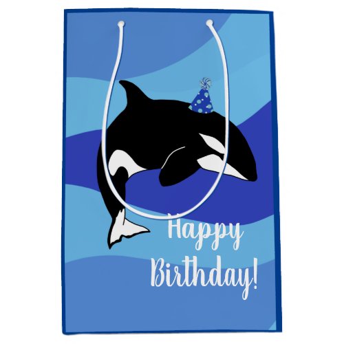 Customizable Orca Killer Whale Birthday Medium Gift Bag