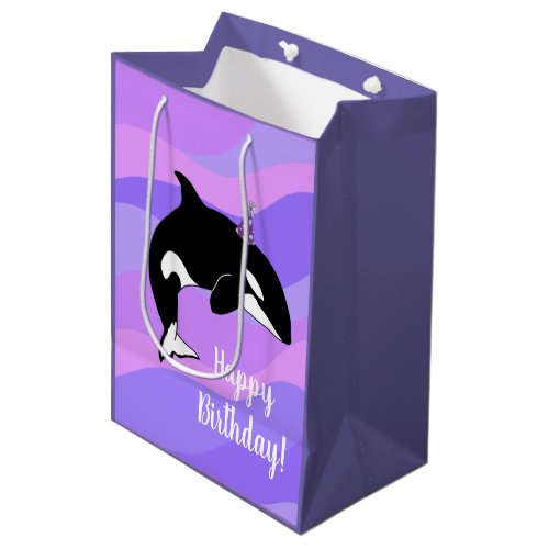 Customizable Orca Killer Whale Birthday Medium Gift Bag