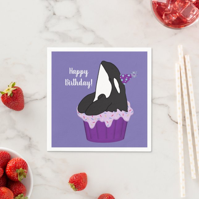 Customizable Orca Killer Whale  Birthday Napkins (Insitu)