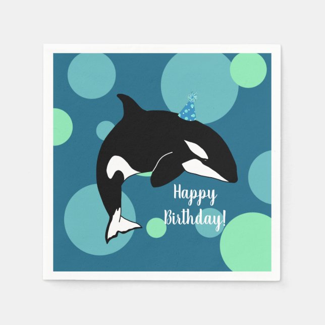 Customizable Orca Killer Whale  Birthday Napkins (Front)