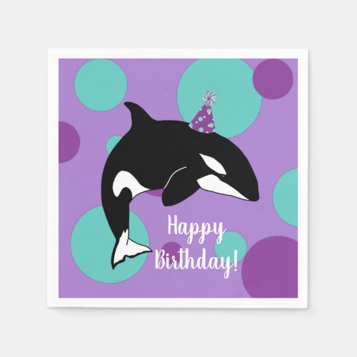 Customizable Orca Killer Whale  Birthday Napkins