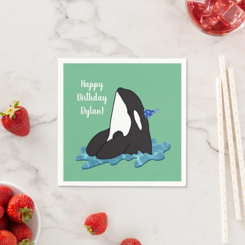 Customizable Orca Killer Whale Birthday  Napkins