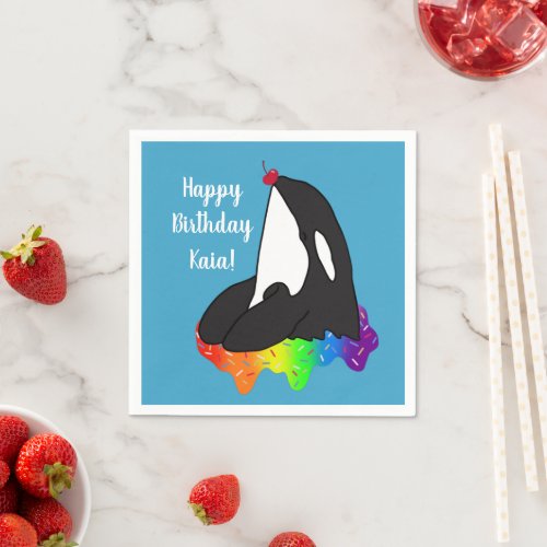 Customizable Orca Killer Whale Birthday Napkins