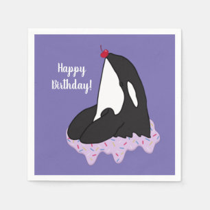 Customizable Orca Killer Whale Birthday Napkins
