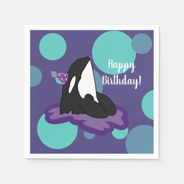 Customizable Orca Killer Whale  Birthday Napkins (Front)