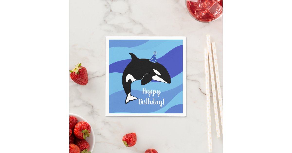 Customizable Orca Killer Whale Birthday Napkins Zazzle