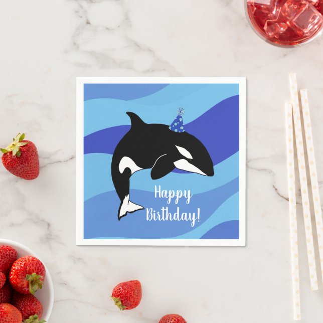 Customizable Orca Killer Whale  Birthday Napkins (Insitu)