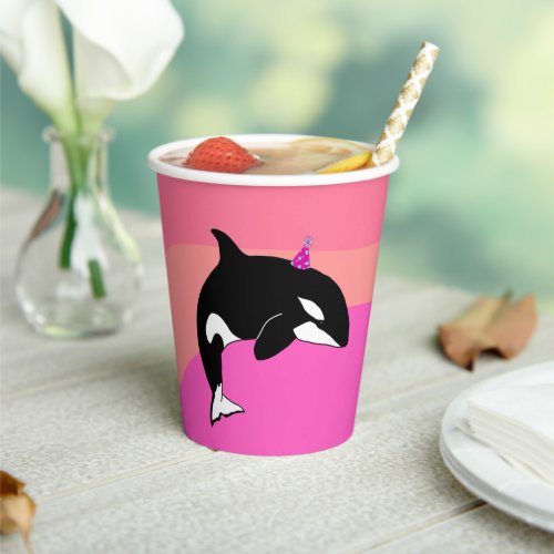 Customizable Orca Killer Whale Birthday Paper Cups