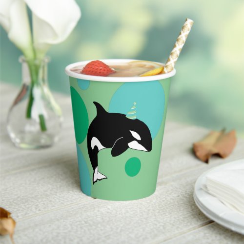 Customizable Orca Killer Whale Birthday Paper Cups