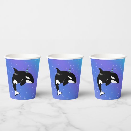 Customizable Orca Killer Whale Birthday  Paper Cups