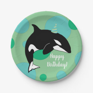 Customizable Orca Killer Whale Birthday Paper Plates