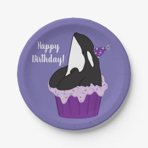 Customizable Orca Killer Whale Birthday Paper Plates