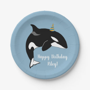 Customizable Orca Killer Whale Birthday Paper Plates