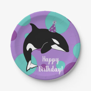 Customizable Orca Killer Whale Birthday Paper Plates