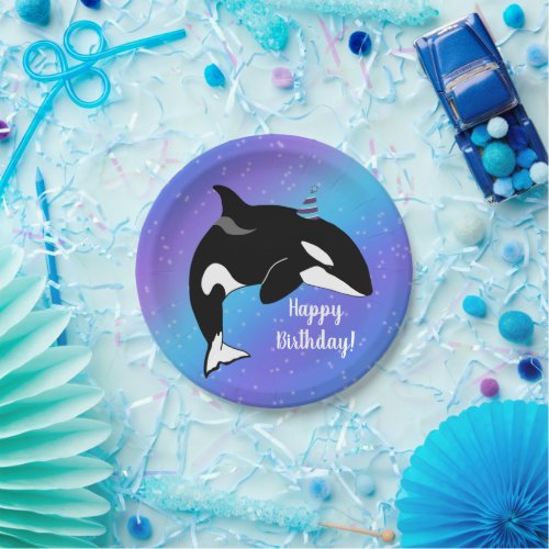 Customizable Orca Killer Whale Birthday  Paper Plates