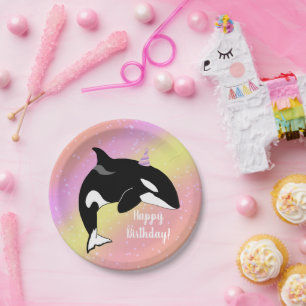 Customizable Orca Killer Whale Birthday Paper Plates