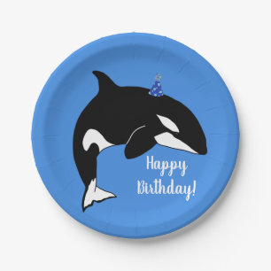 Customizable Orca Killer Whale Birthday Paper Plates